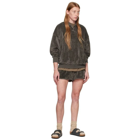 Fear Of God Essentials Velour Shorts Women’s Size Medium In Gray Patch - Picture 2 of 10